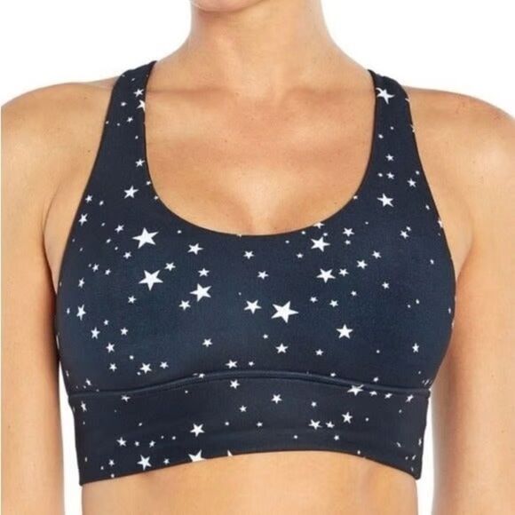 Wildfox Black & White Scattered Star Crisscross Sports Bra - Picture 2 of 8